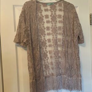 Lace Kimono Cardigan with Fringe